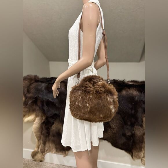 Brownish Handmade Natural Shearling Leather Top Handle Bag/ShoulderBag/Crossbody - Picture 4 of 16